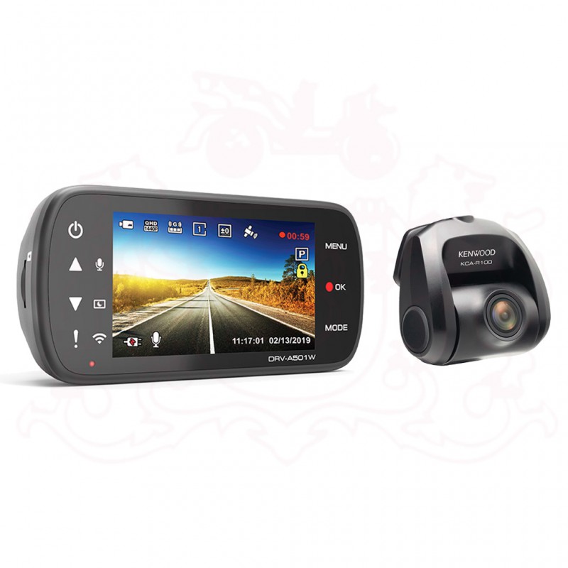 KENWOOD DRV-A501W CAR DVR DASH CAMERA  WITH GPS + KCA-R100 REAR VIEW CAMERA 